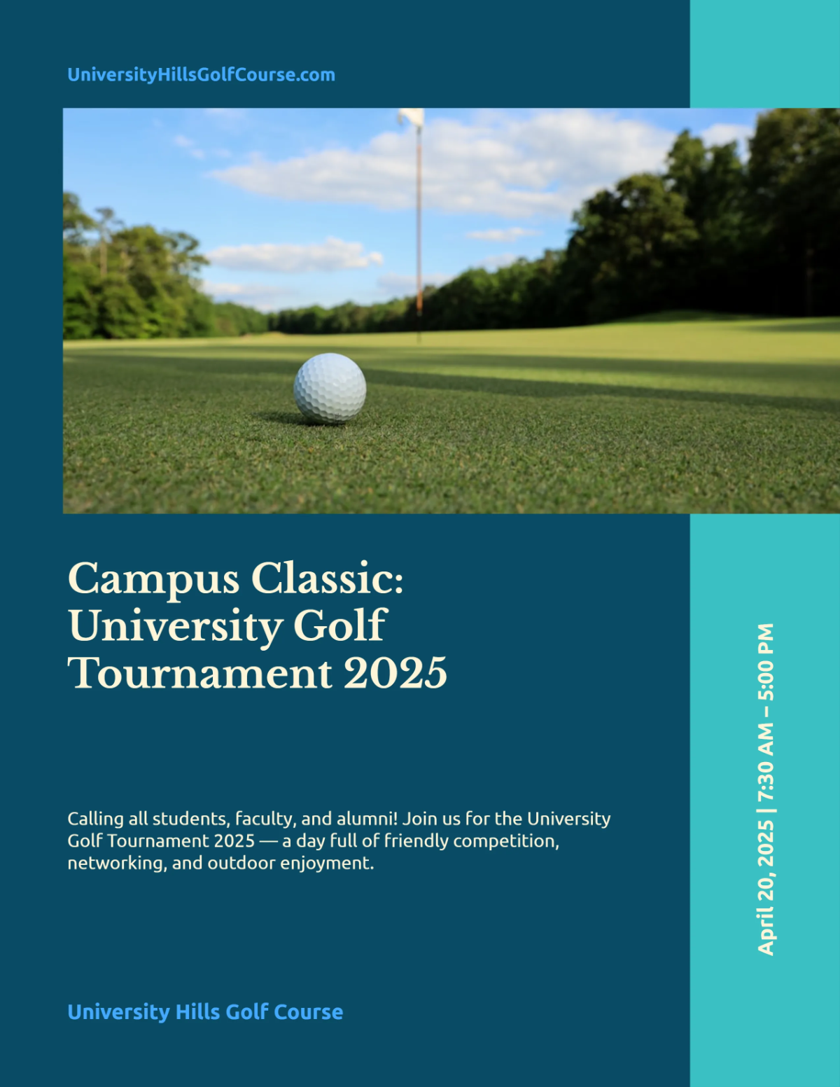 University Golf Tournament Flyer Template