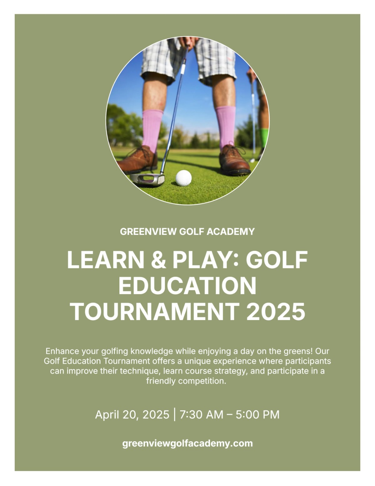 Free Golf Tournament Education Flyer Template to Edit Online
