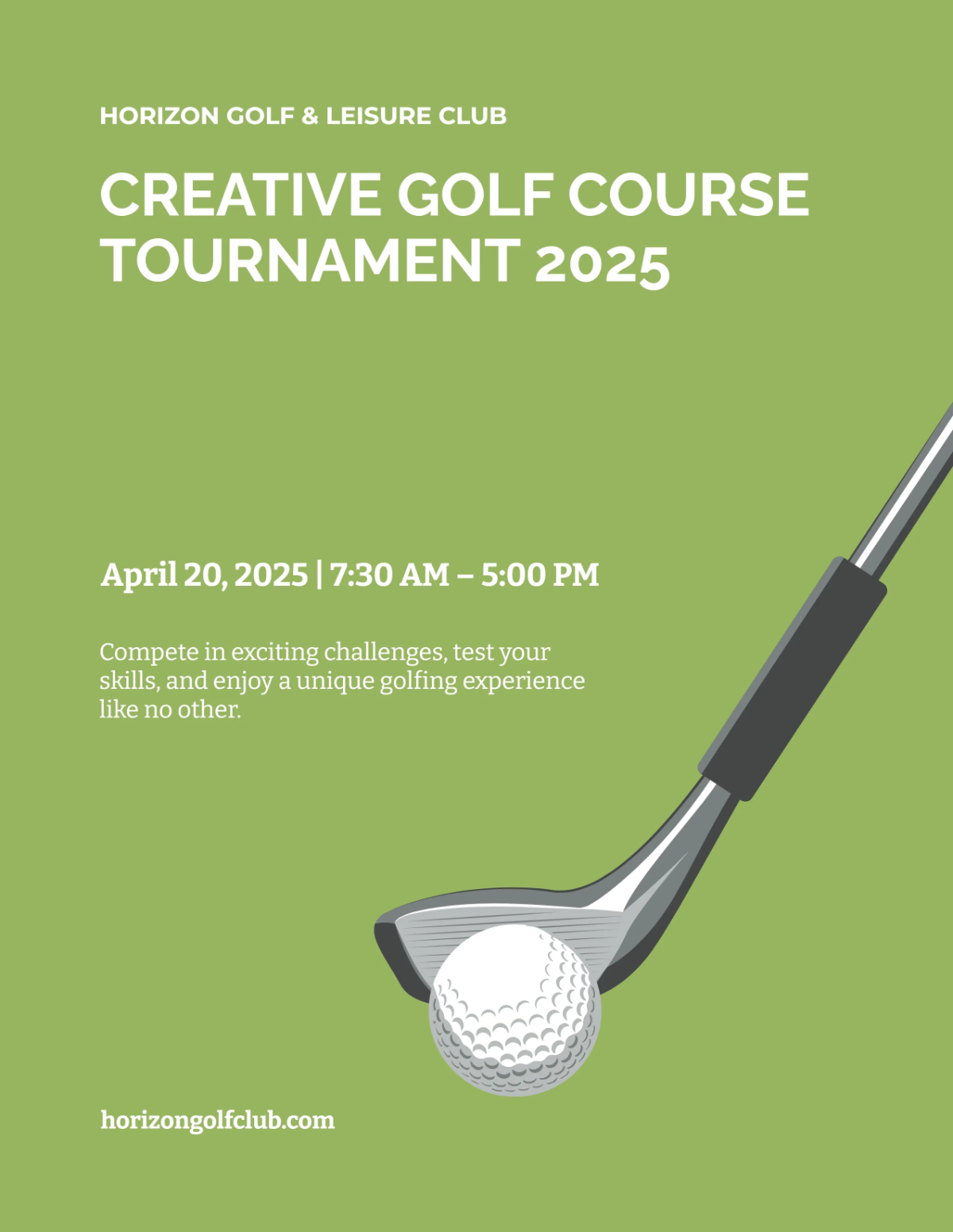 Free Creative Golf Course Tournament Flyer Template to Edit Online