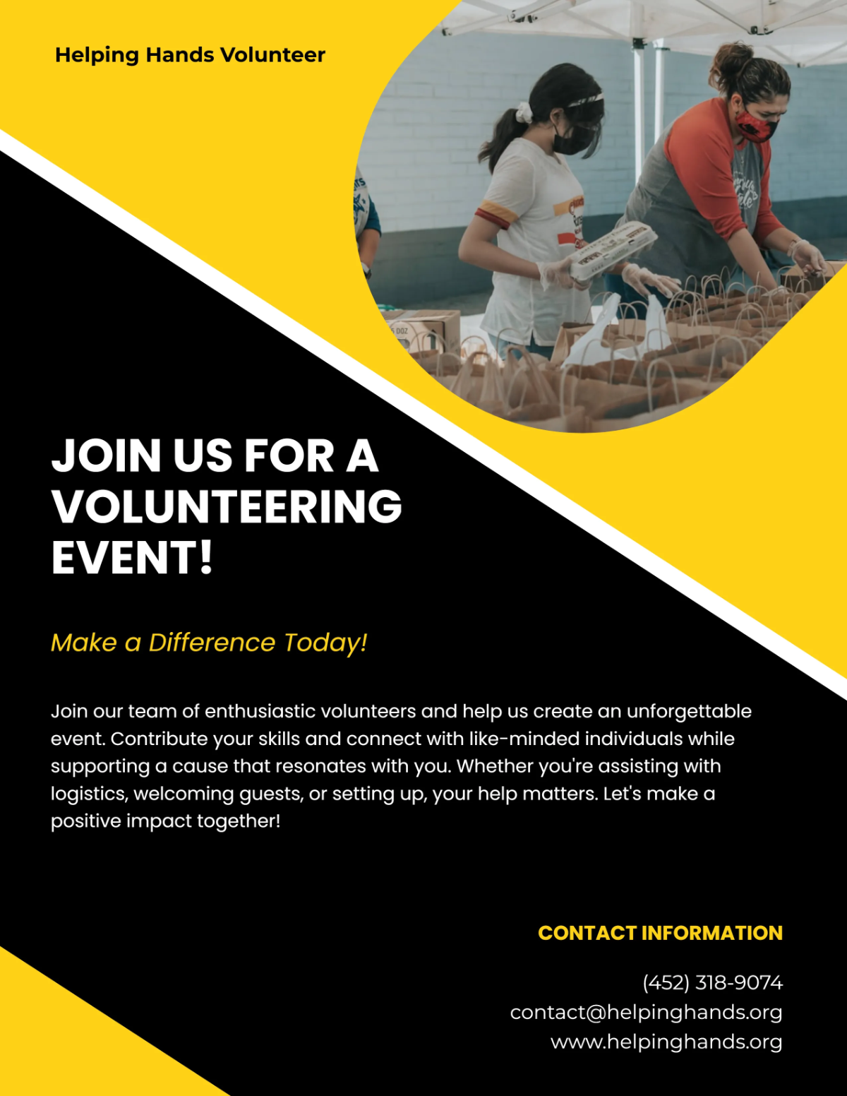 Modern Announcement Volunteer Flyer Template