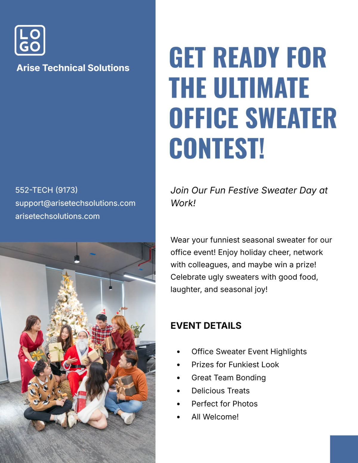 Free Professional Ugly Sweater Office Flyer Template to Edit Online