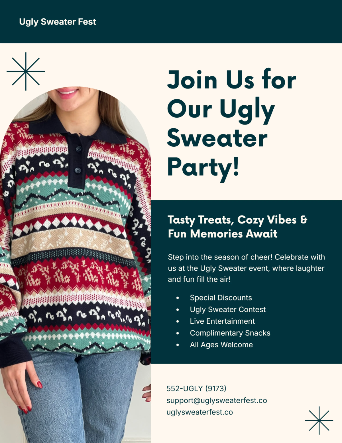 Blank Ugly Sweater Pattern Flyer Template