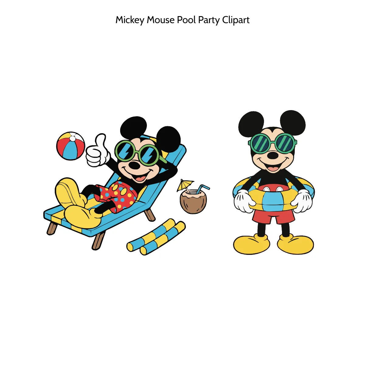 Free Mickey Mouse Pool Party Clipart Template to Edit Online