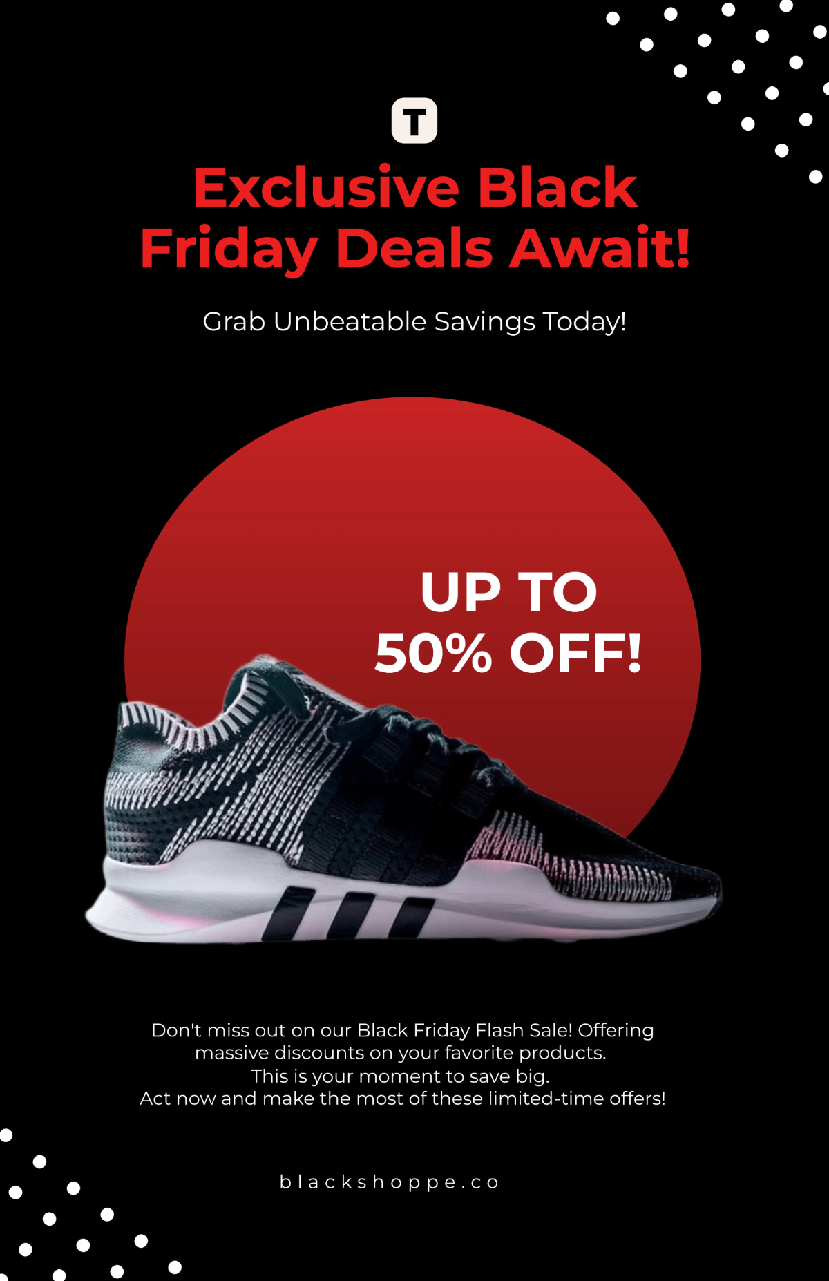 Free Modern Black Friday Flash Sale Poster Template to Edit Online