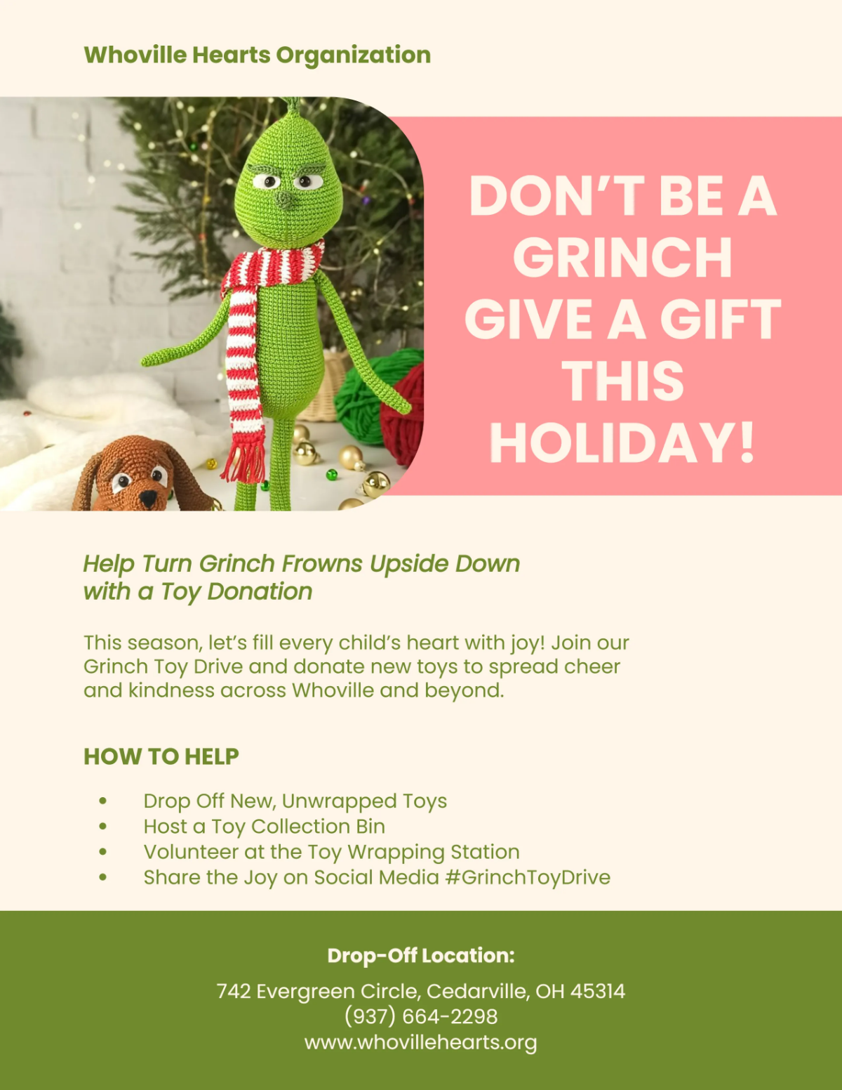 Free Grinch Toy Drive Flyer Template to Edit Online