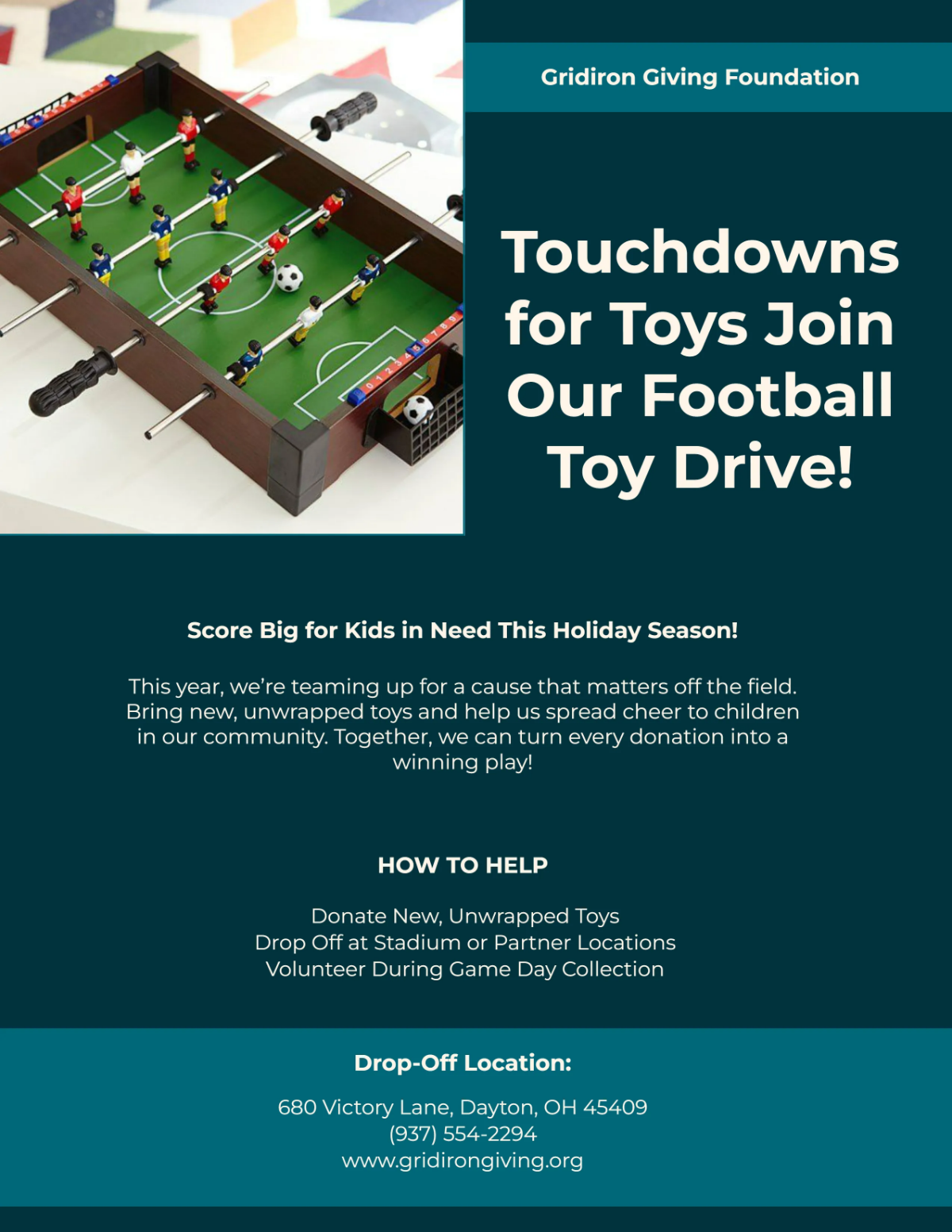 Free Football Toy Drive Flyer Template to Edit Online Free Football Toy Drive Flyer Template to Edit Online