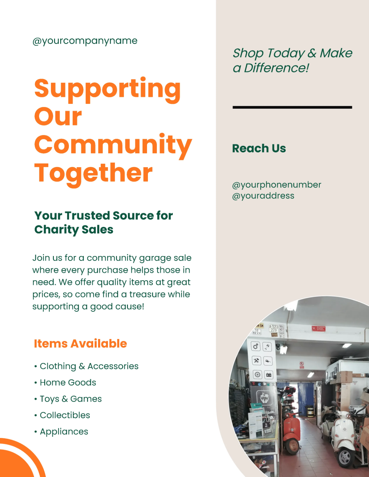 Free Professional Charity Garage Sale Flyer Template to Edit Online