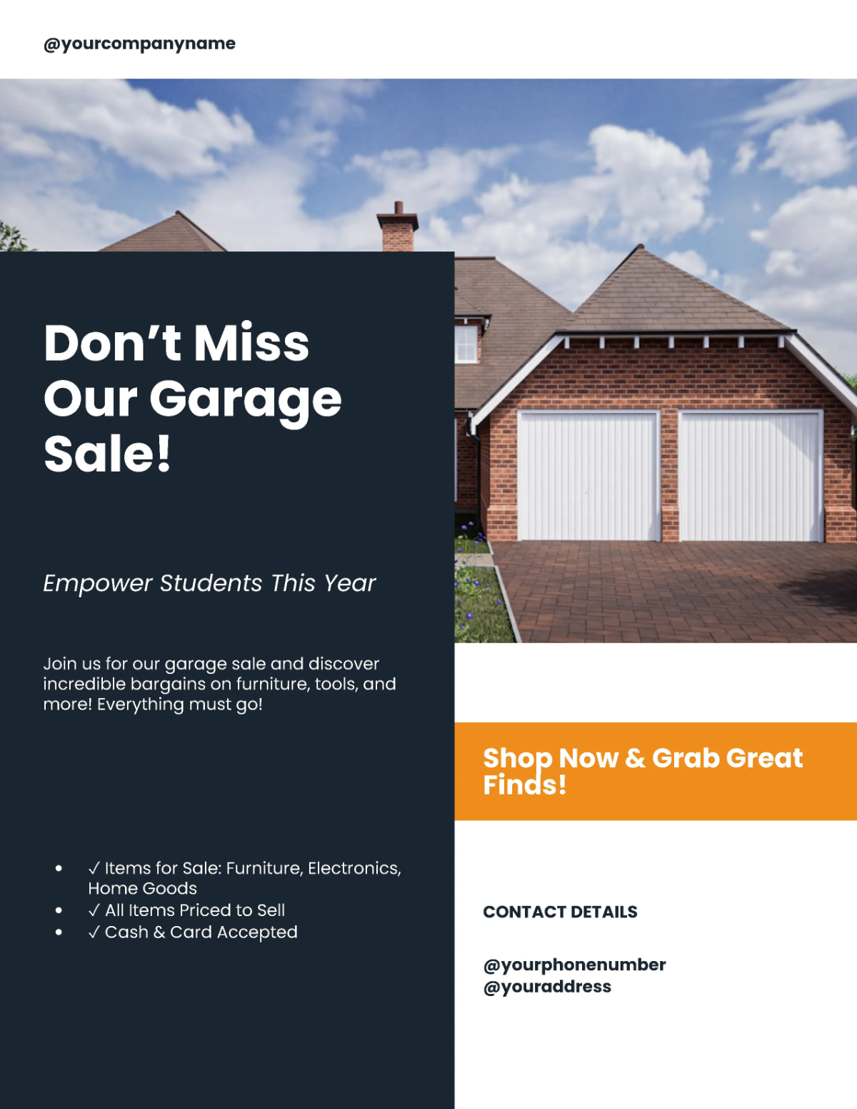 Free Modern House Garage Sale Flyer Template to Edit Online