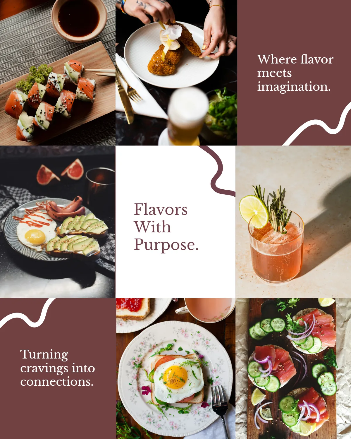 Free Food Instagram Grid Template to Edit Online