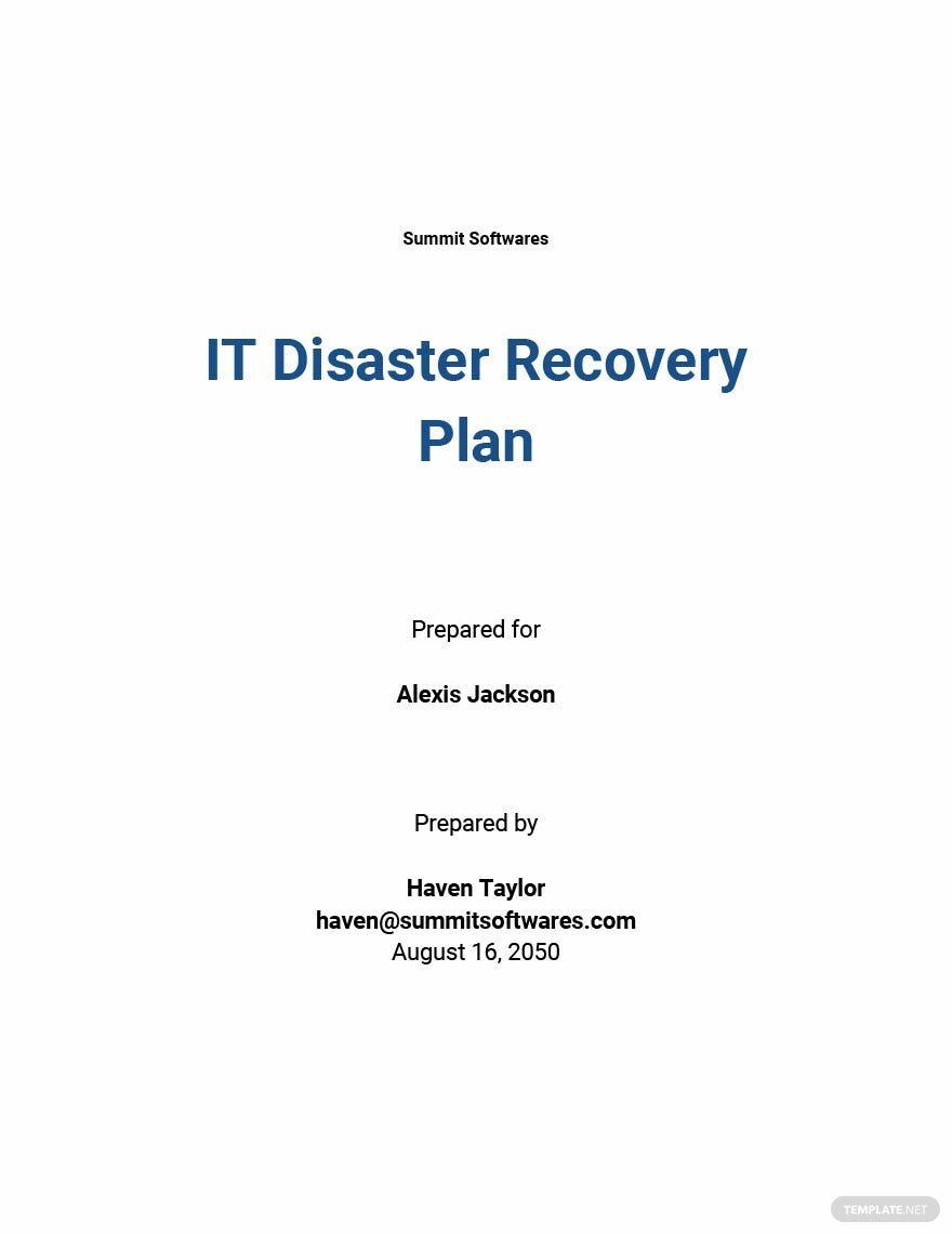 IT Disaster Recovery Plan Template