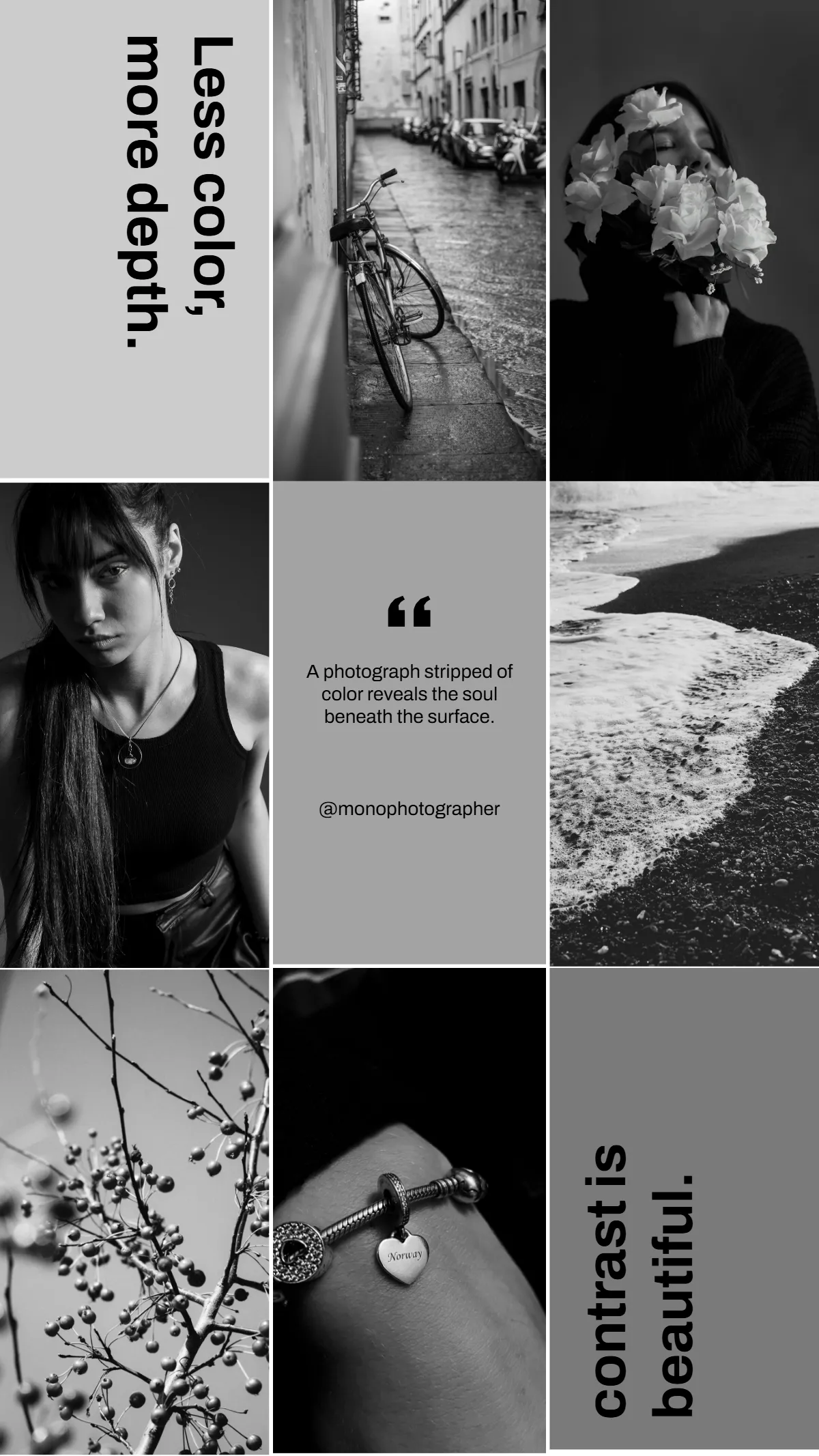 Free Black and White Photography Instagram Grid Template to Edit Online