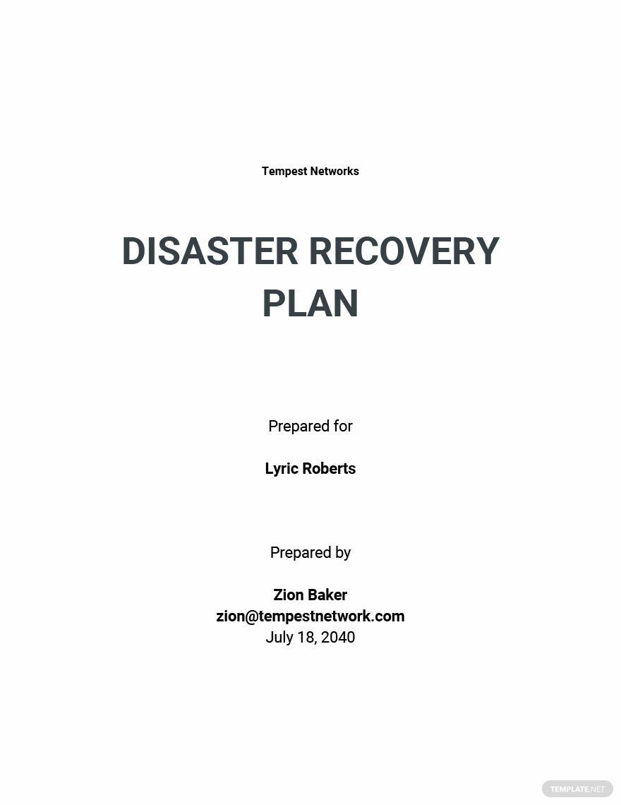 Disaster Recovery Plan Template For Small Business