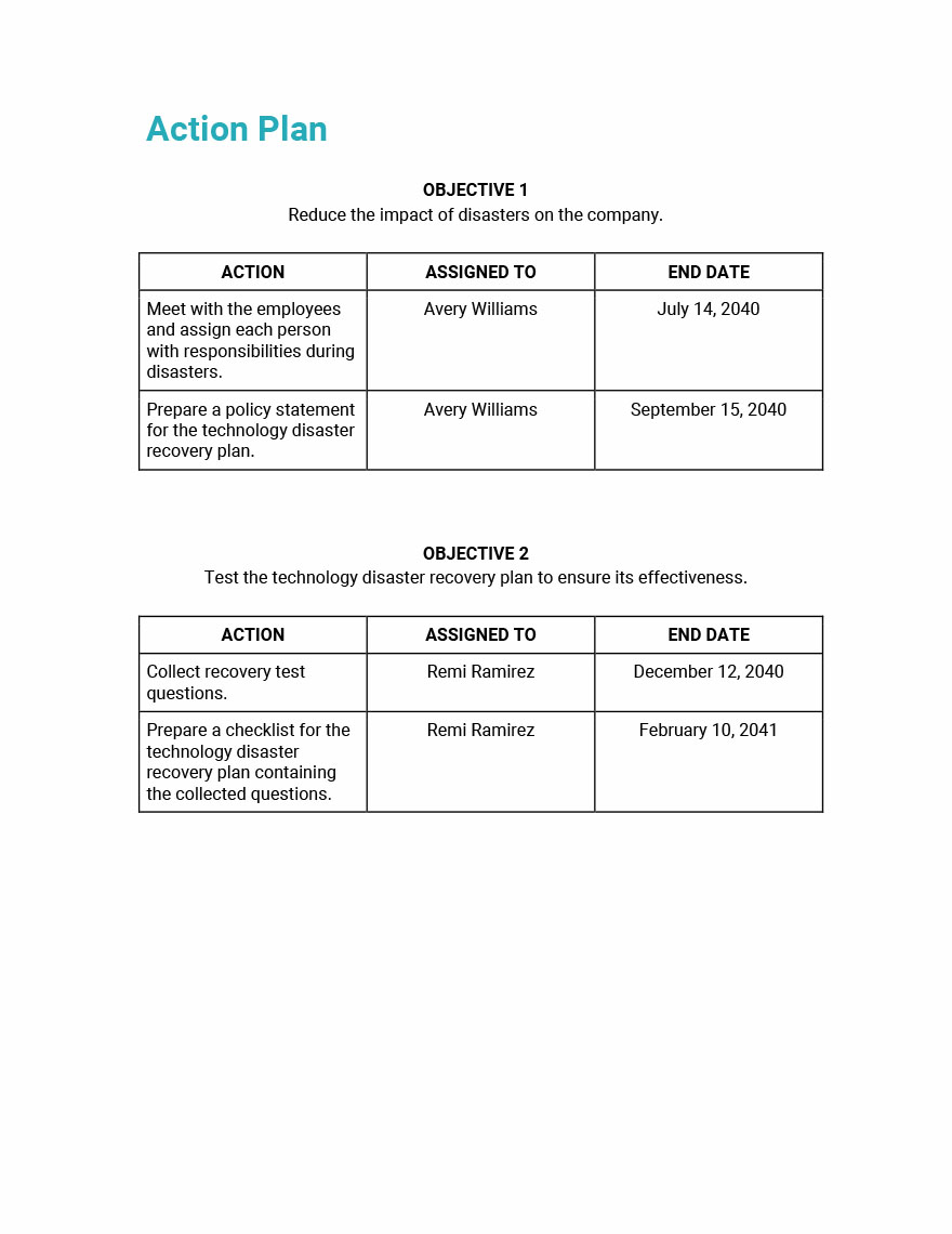 Technology Disaster Recovery Plan Template - Google Docs, Word, Apple ...