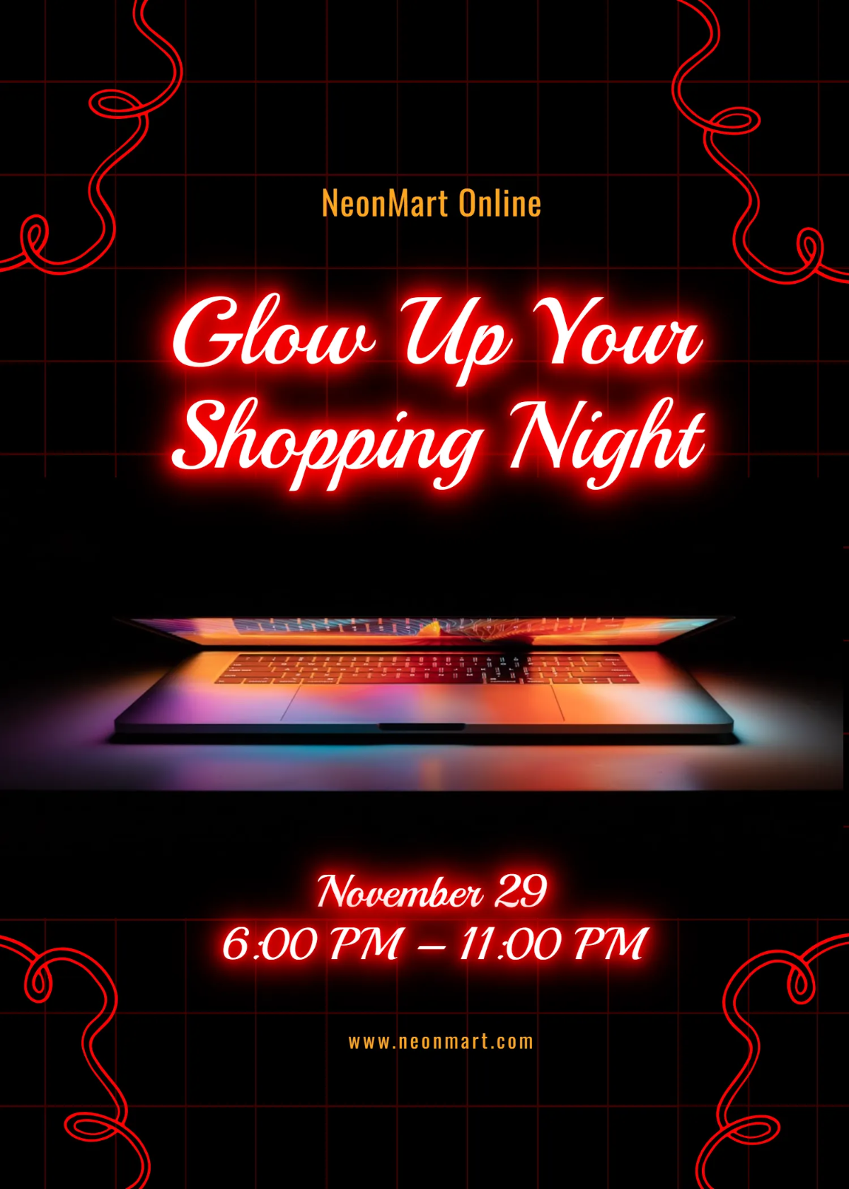 Free Neon Black Friday Invitation Template to Edit Online