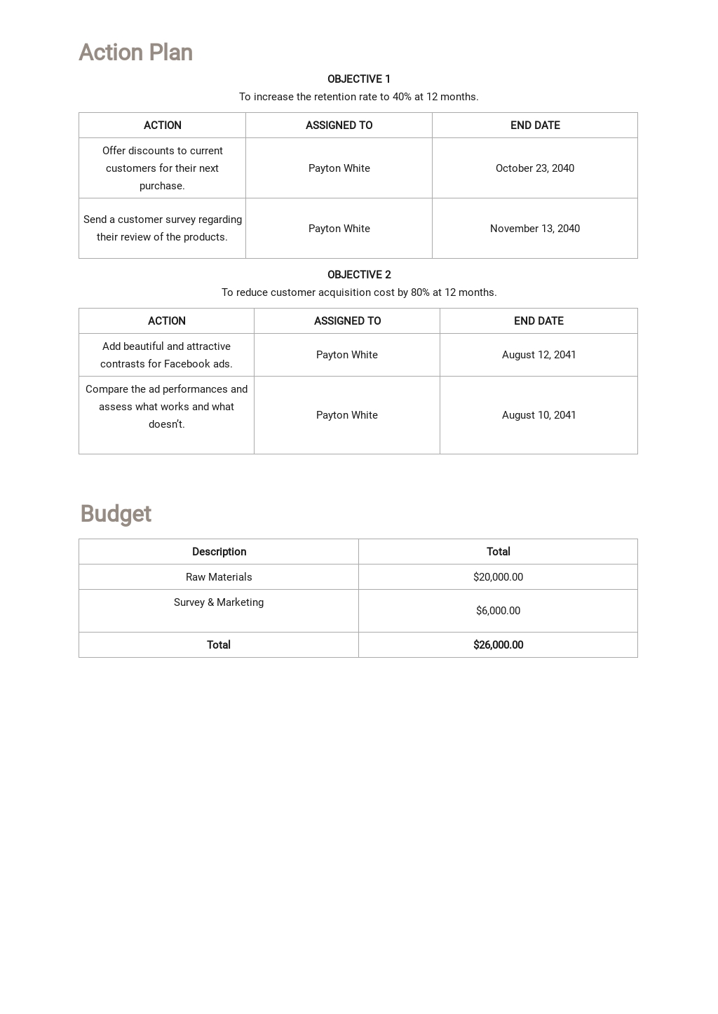 Business Growth Plan Template in Word Template net