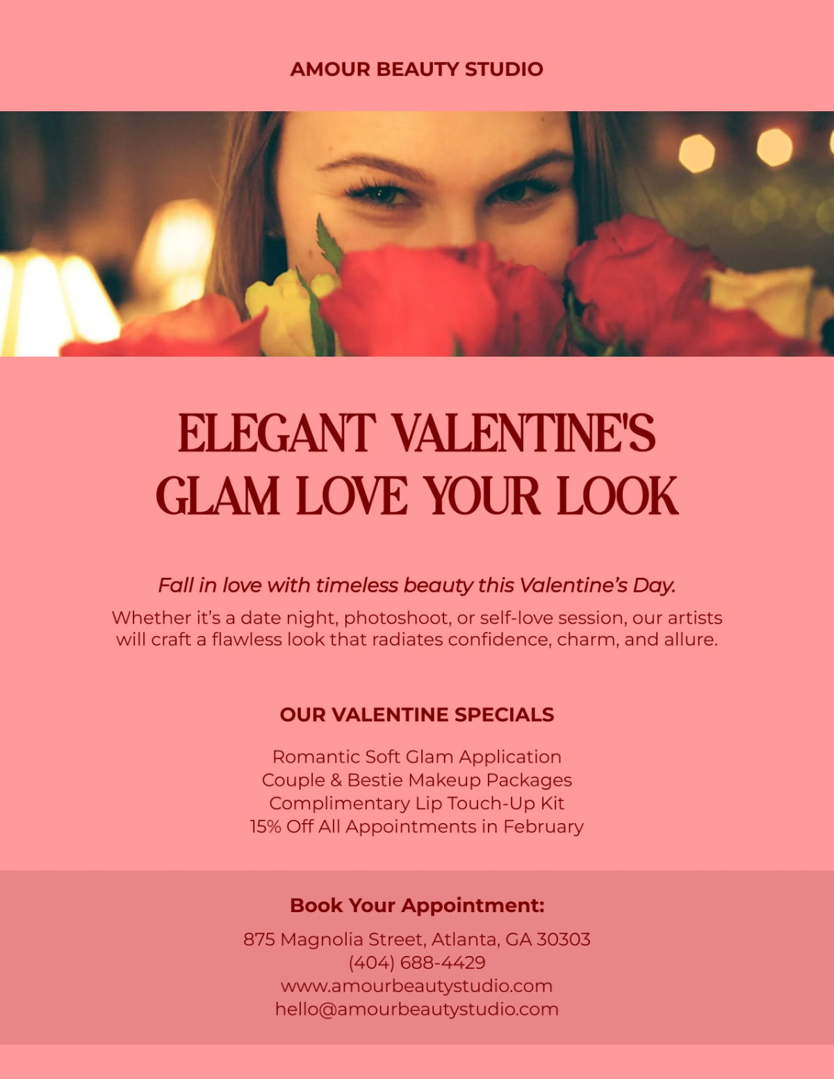Elegant Valentines Makeup Flyer Template Elegant Valentines Makeup Flyer Template