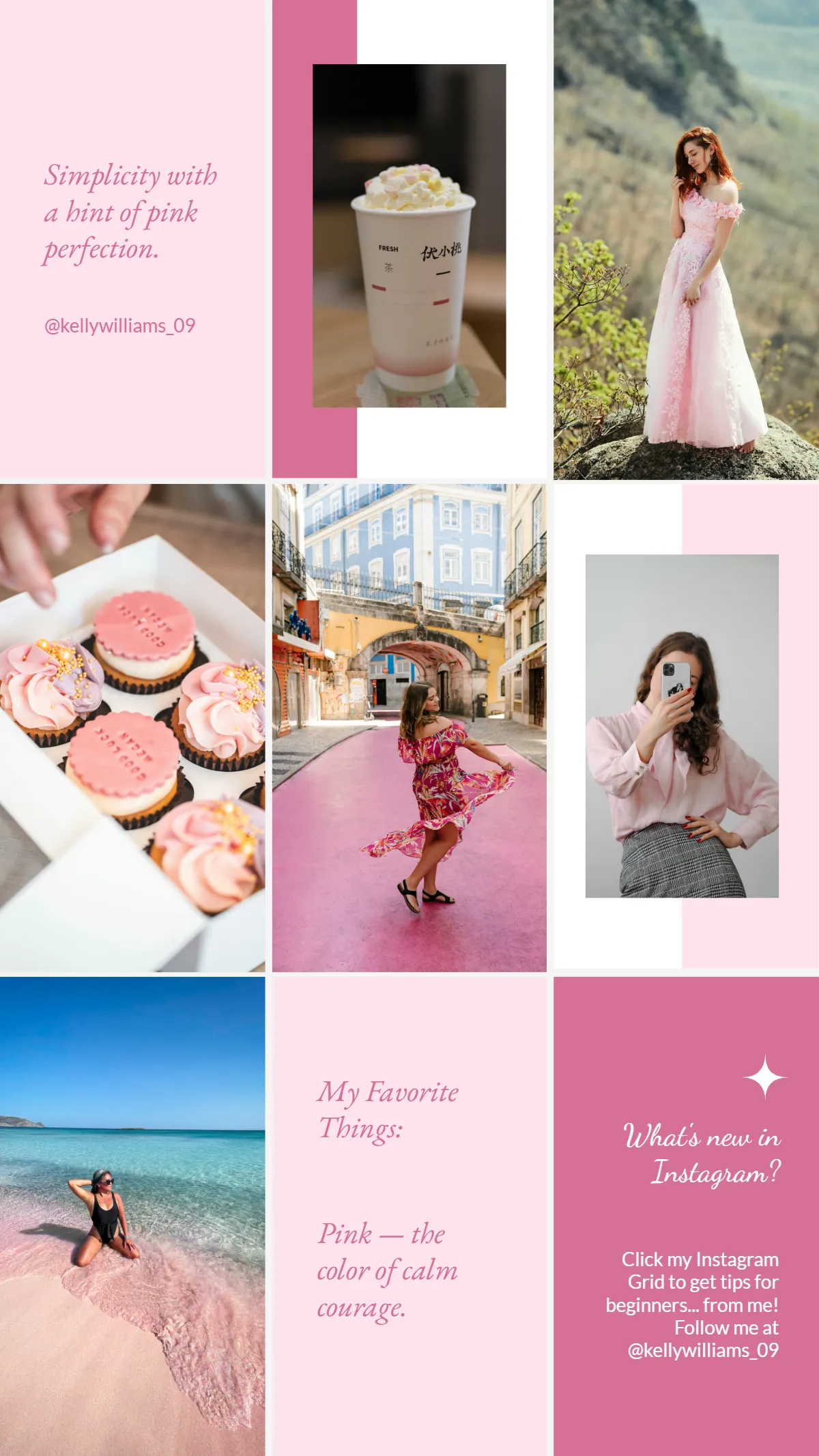 Free Pink Personal Instagram Grid Template to Edit Online