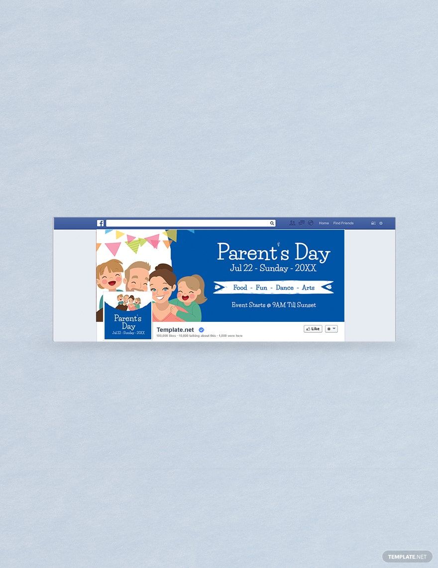 Free Parent's Day Facebook Event cover Template