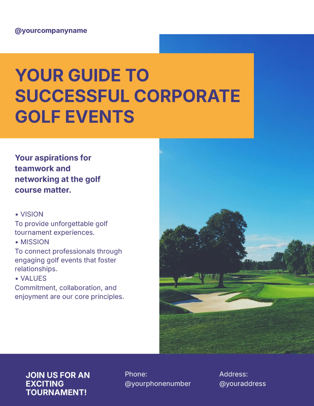 Free Corporate Golf Tournament Flyer Template to Edit Online