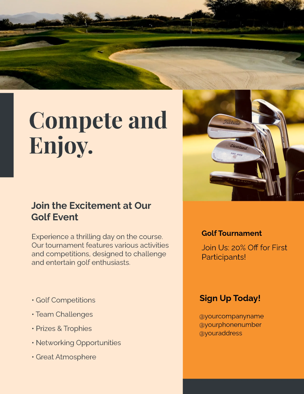 Free Professional Golf Tournament Flyer Template to Edit Online
