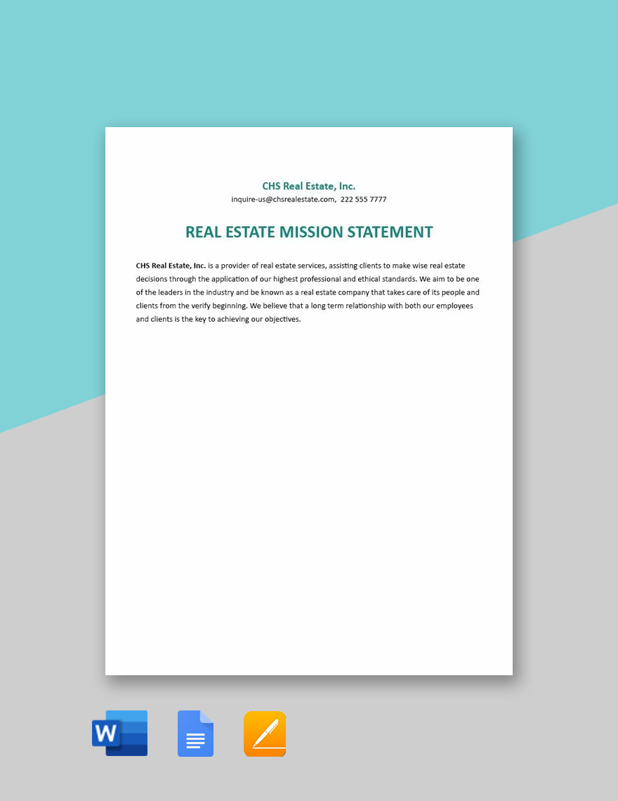 Simple Real Estate Mission Statement Template
