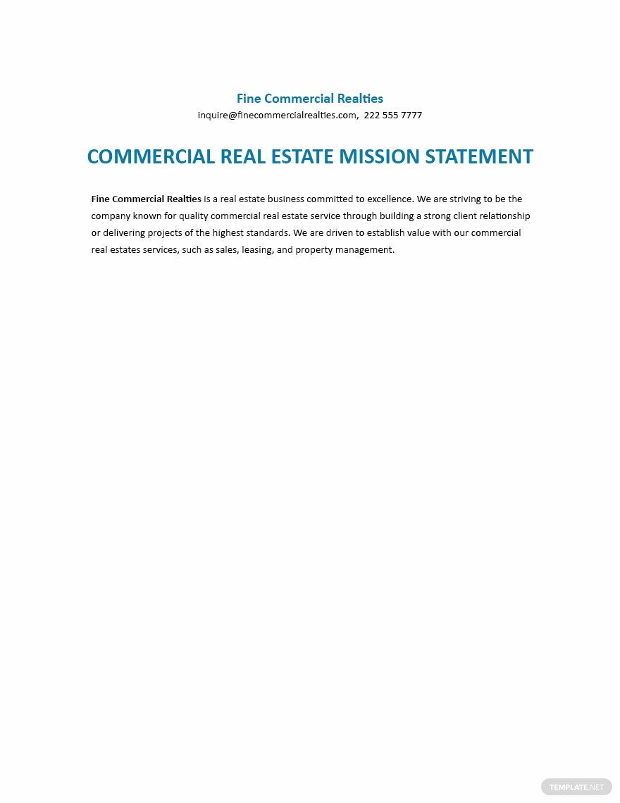 real estate business plan mission statement