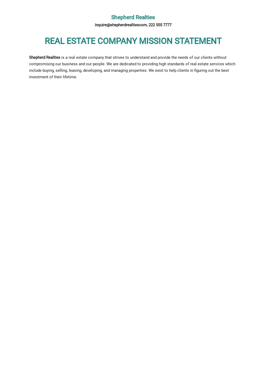 Free Real Estate Company Sample Mission Statement Template.jpe