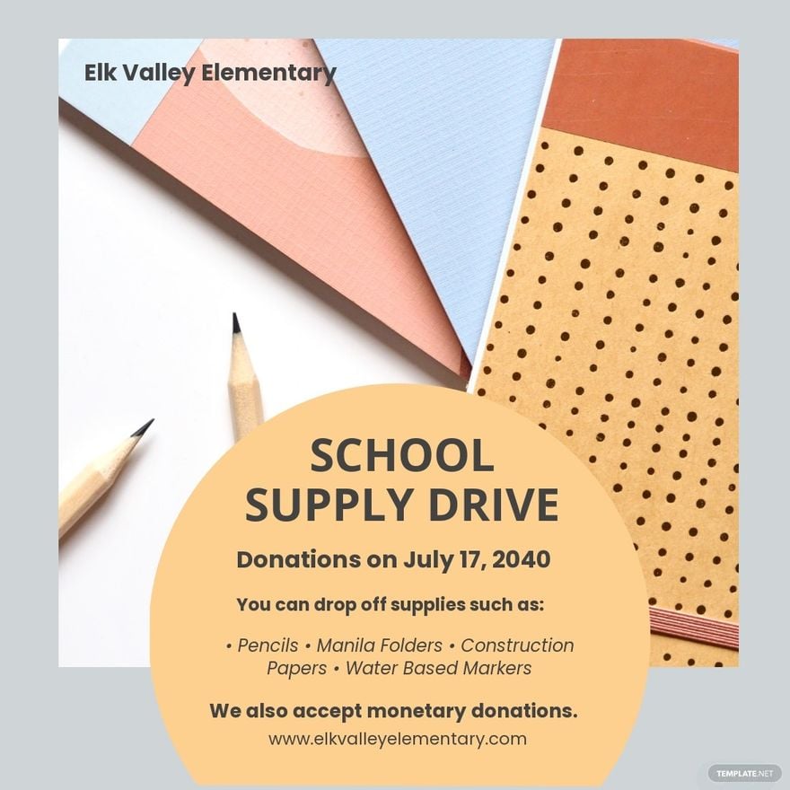 School Supply Drive Instagram Post Template