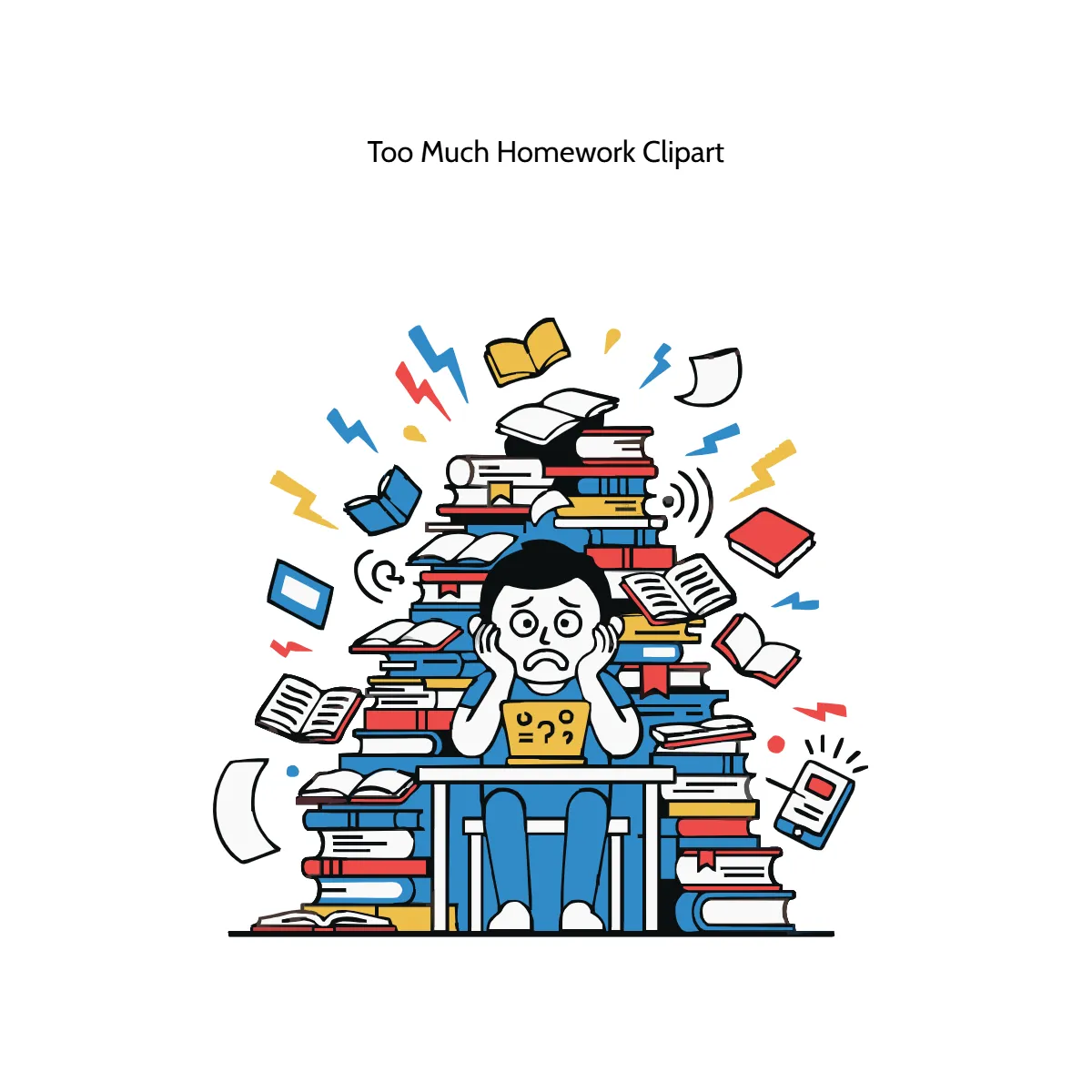 Free Too Much Homework Vector Clipart (PNG, SVG) to Edit Online
