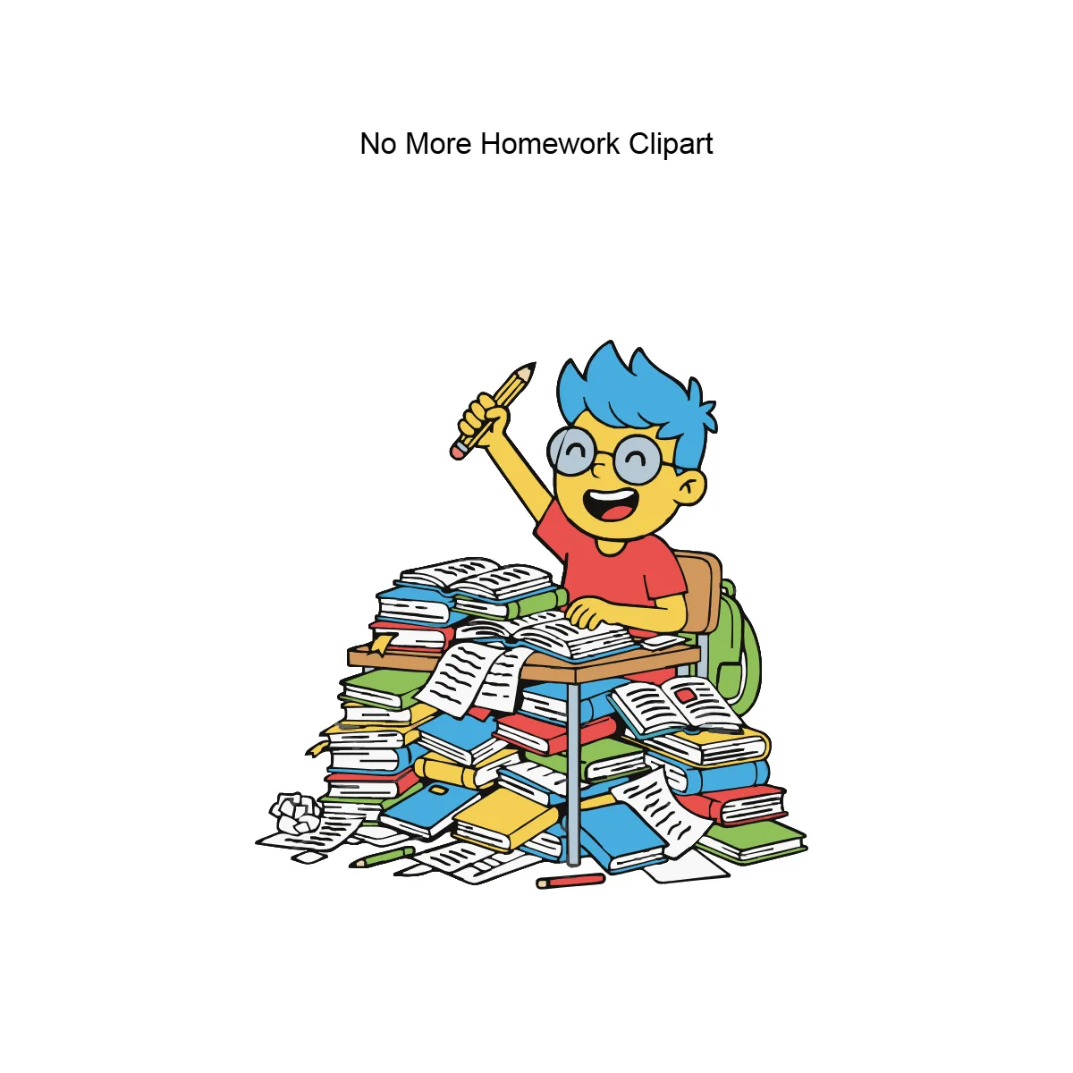 Free No More Homework Vector Clipart (PNG, SVG) to Edit Online