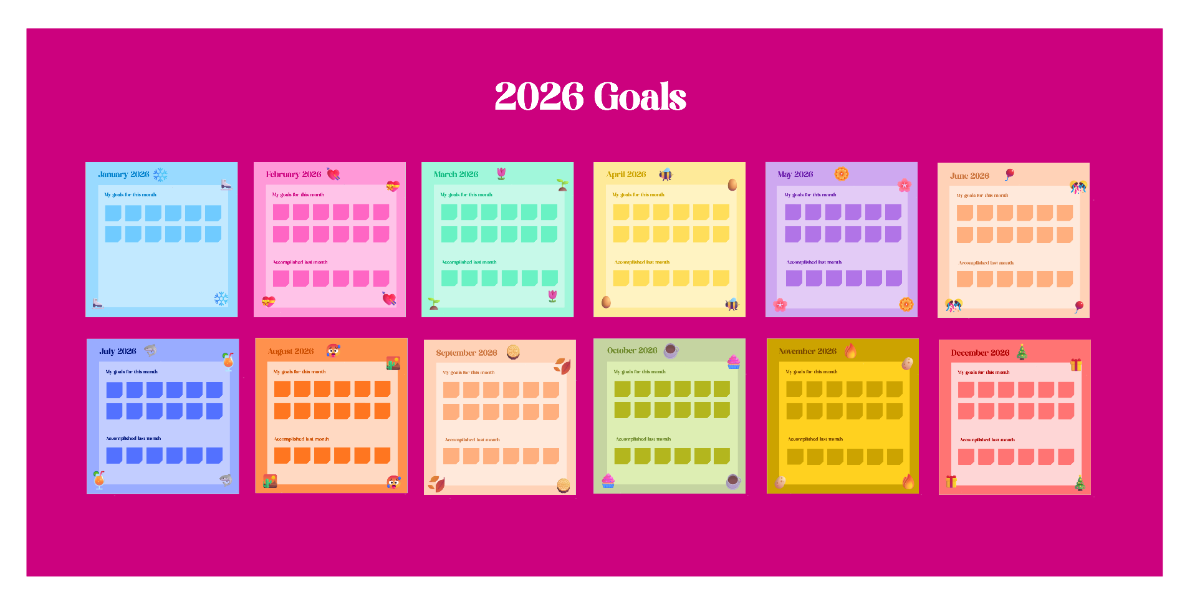 Free 2026 Goals Calendar Template to Edit Online Free 2026 Goals Calendar Template to Edit Online