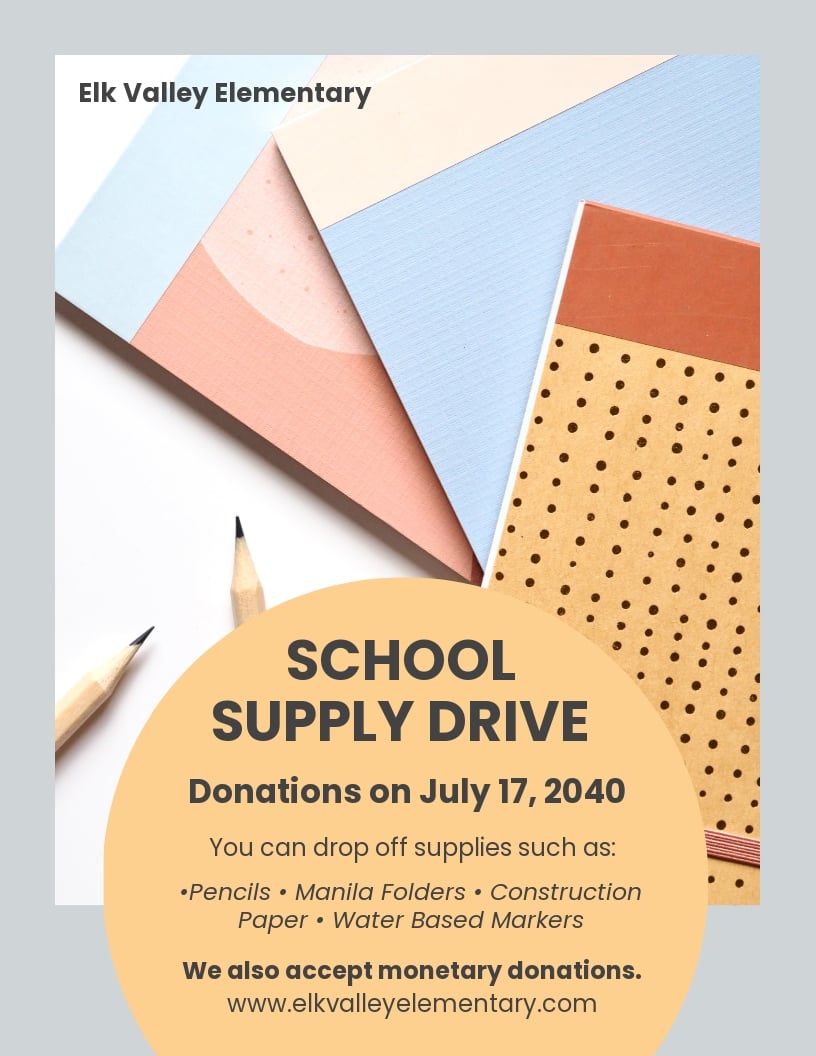 School Supply Drive Flyer Template