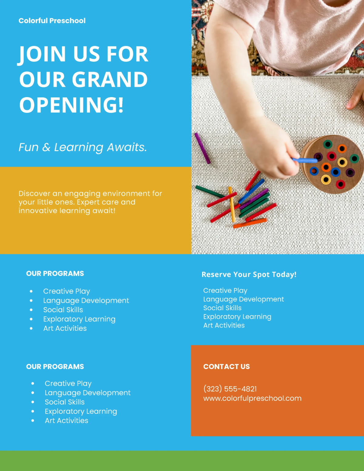 Colorful Grand Opening Preschool Flyer Template Colorful Grand Opening Preschool Flyer Template