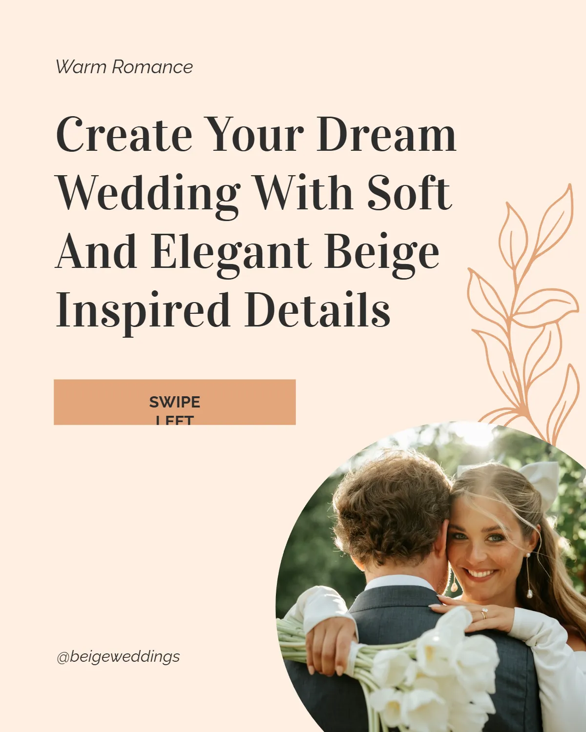 Free Beige Wedding Instagram Carousel Template to Edit Online