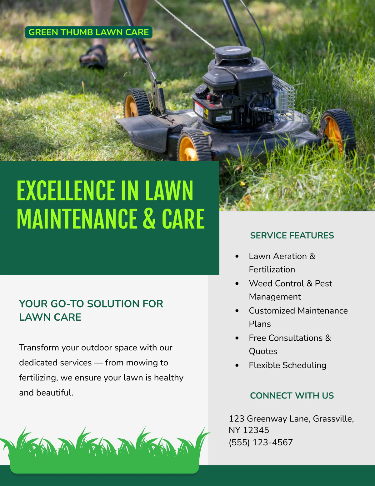 Free Professional Service Lawn Care Flyer Template to Edit Online
