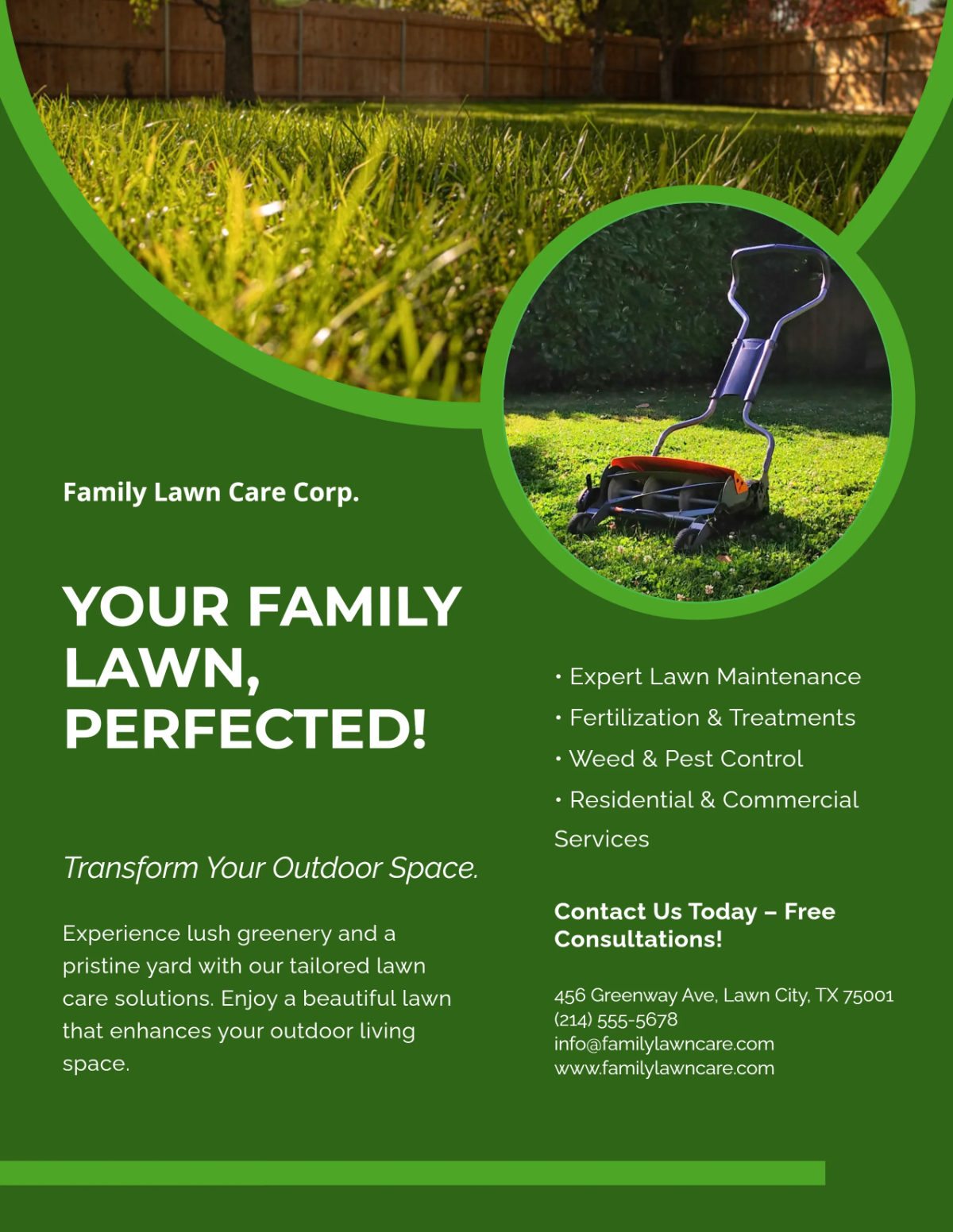 Free Editable Family Lawn Care Flyer Template to Edit Online