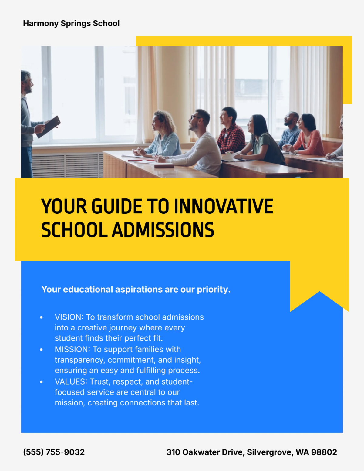 Free Creative School Admission Flyer Template to Edit Online