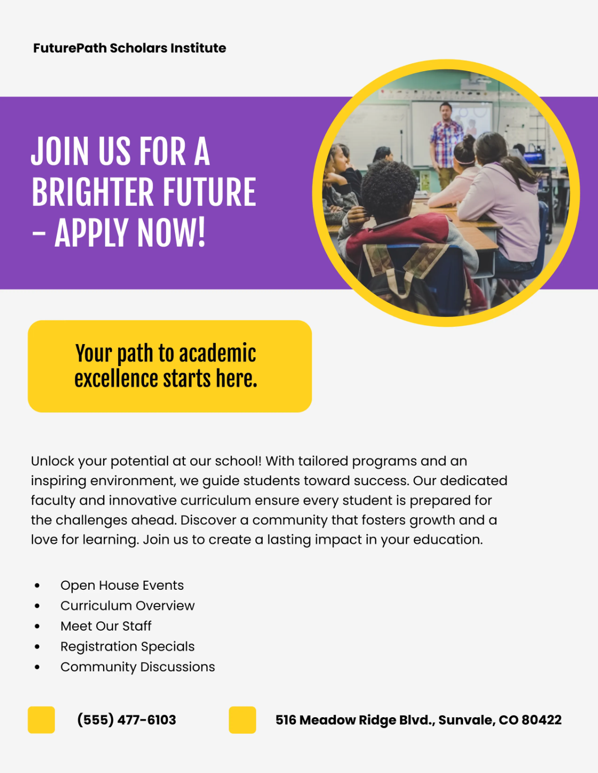 Free High School Admission Flyer Template to Edit Online