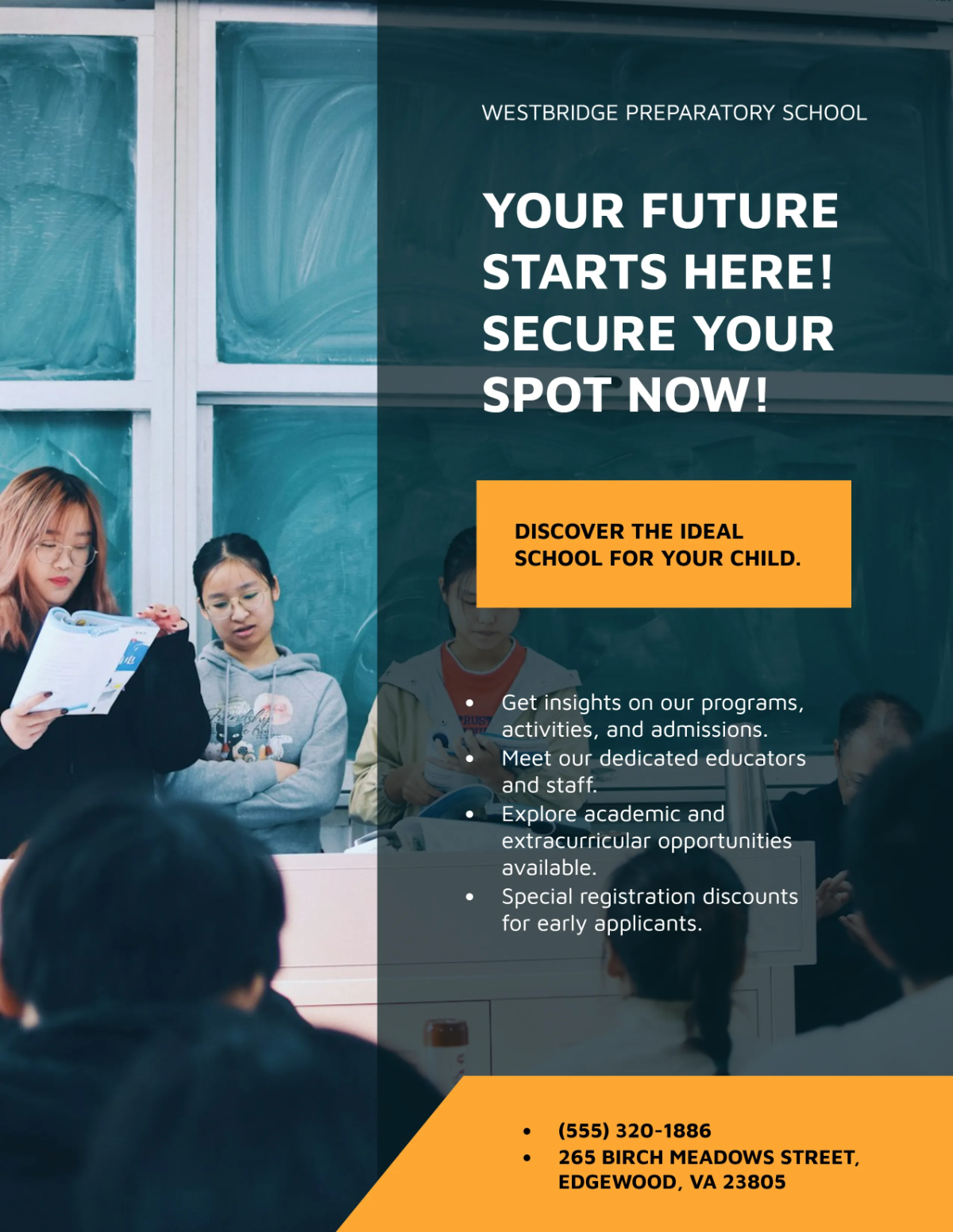 Free Secondary School Admission Flyer Template to Edit Online