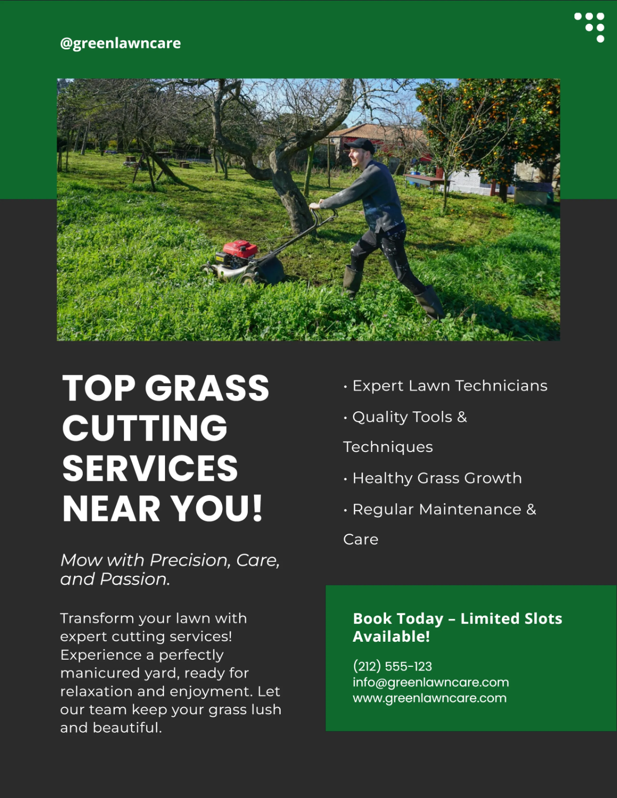 Free Grass Cutting Lawn Care Flyer Template to Edit Online