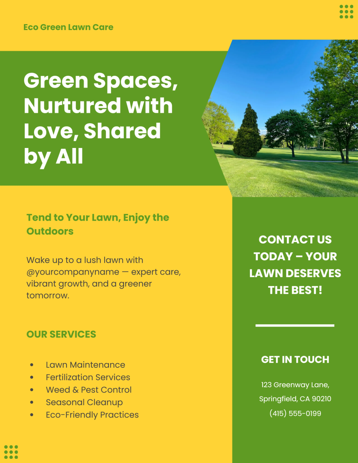 Free Yellow Gardening Lawn Care Flyer Template to Edit Online