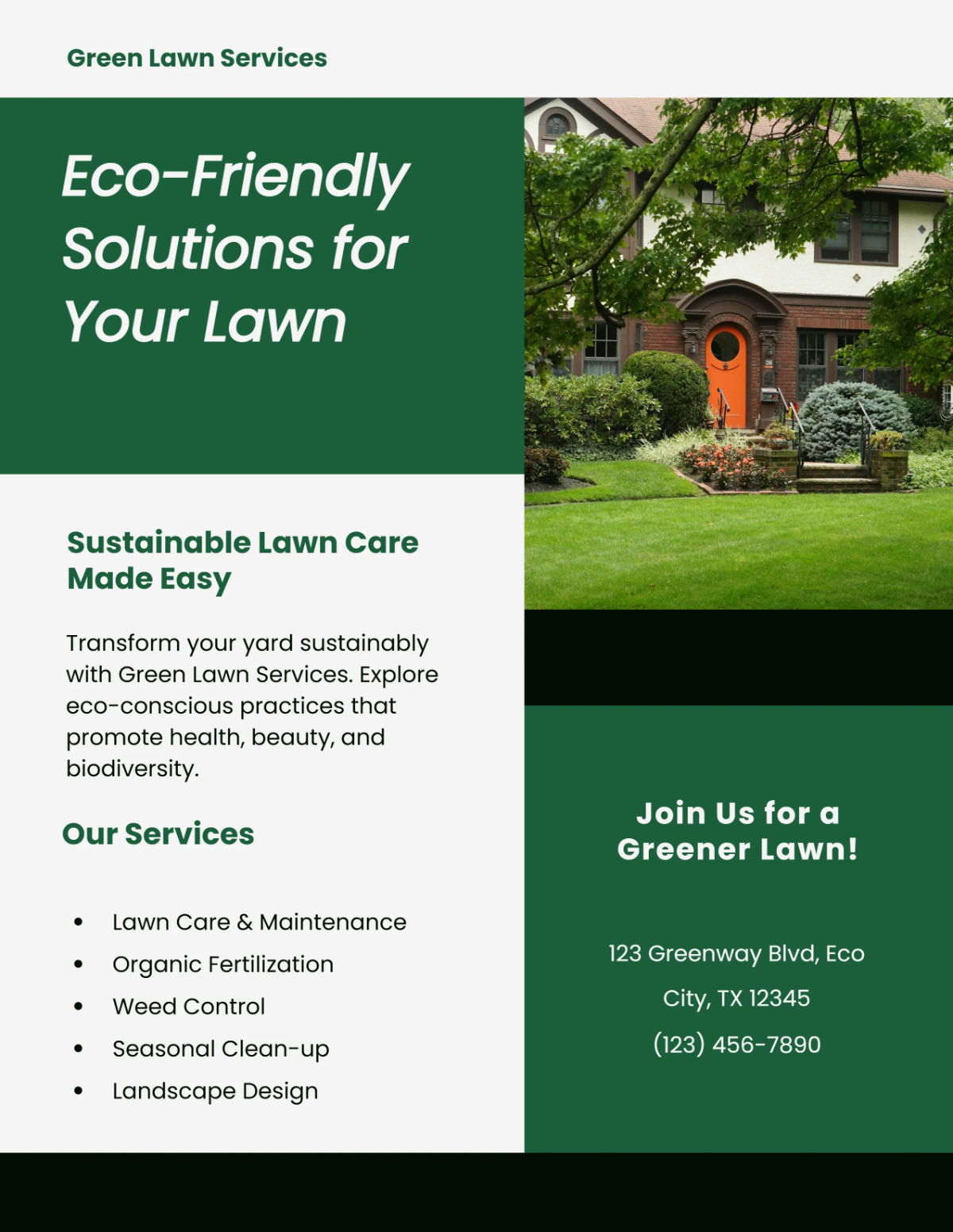 Free Green Hiring Lawn Care Flyer Template to Edit Online