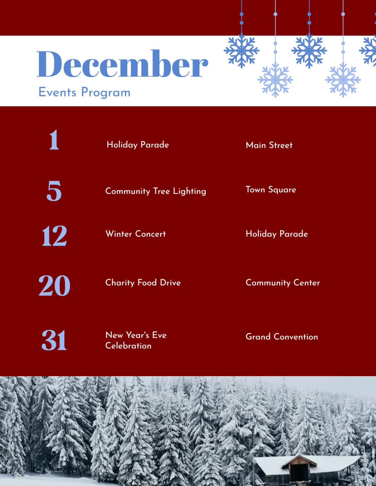 Free December Events Program Template to Edit Online