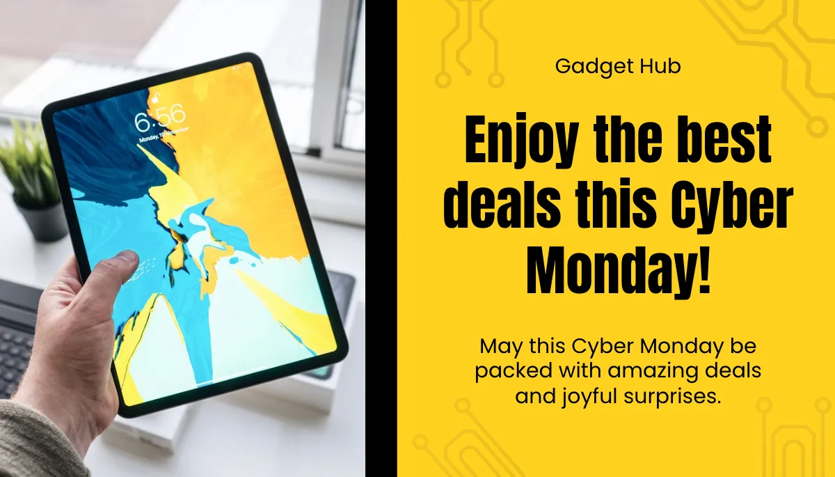 Free Yellow Cyber Monday Card Template to Edit Online