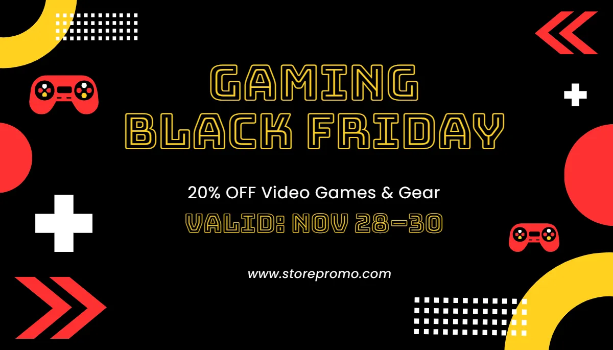Free Black Friday  Gaming Offers Card Template to Edit Online