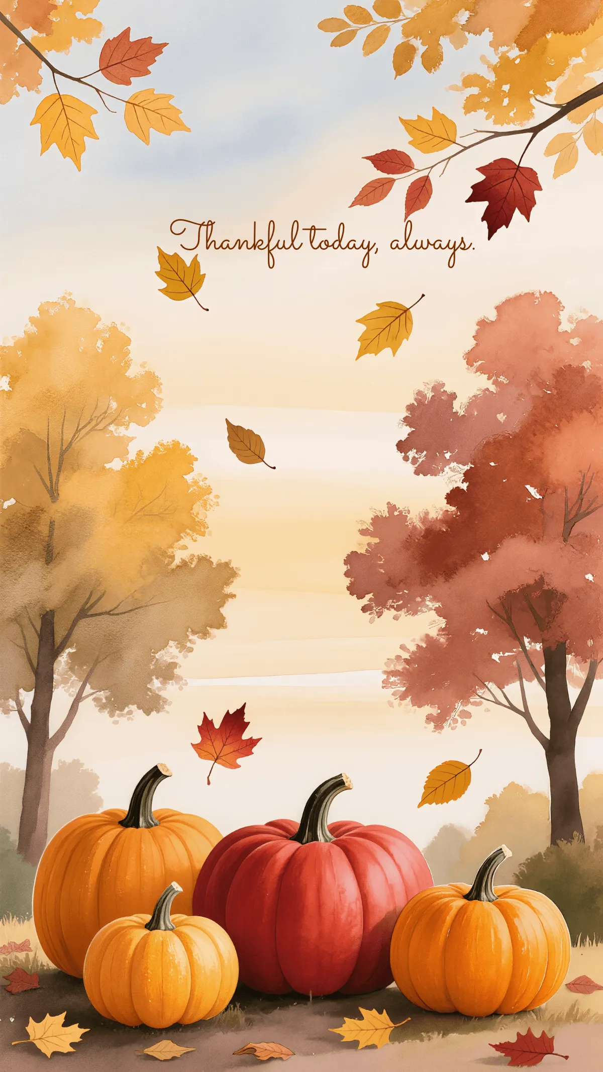 Free Watercolor Scenery Thanksgiving Wallpaper Template to Edit Online