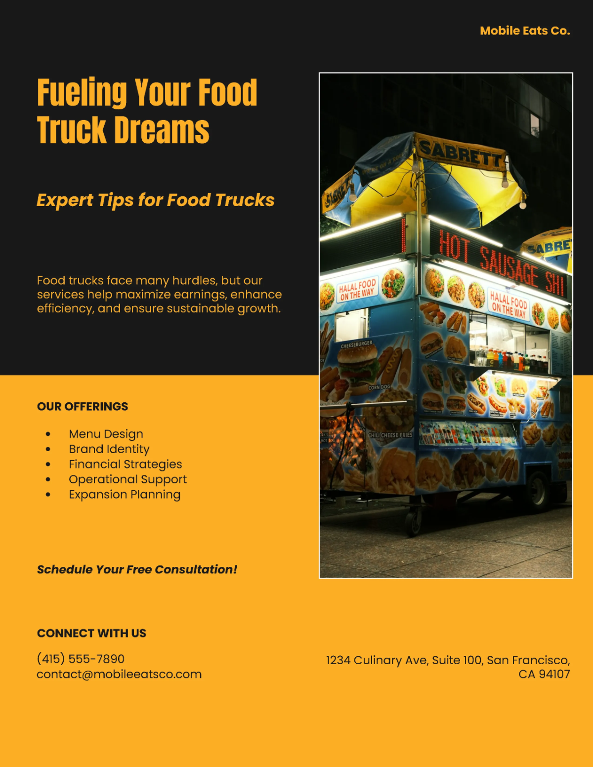 Free Simple Services Food Truck Flyer Template to Edit Online