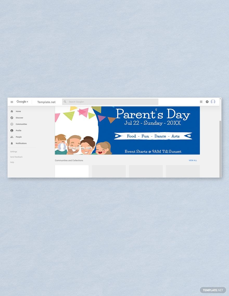 Free Parent's Day Google Plus Cover Template in PSD
