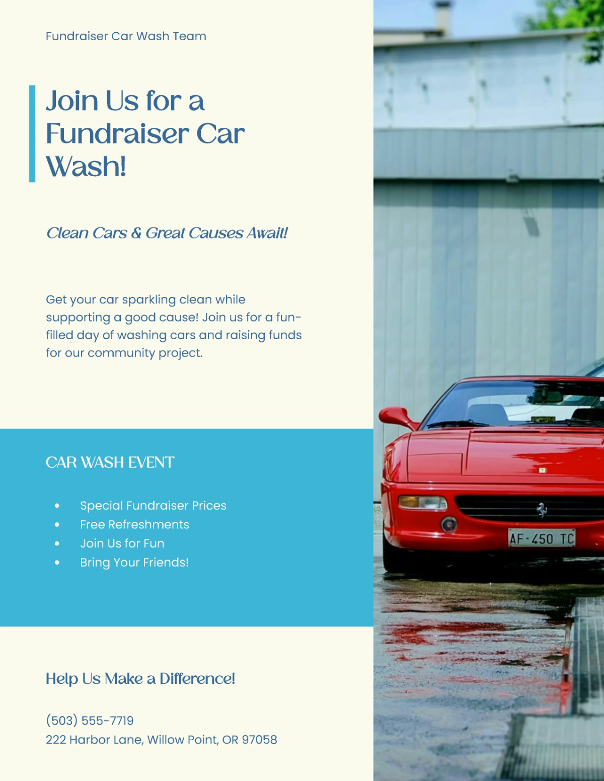 Free Fundraiser Car Wash Flyer Template to Edit Online