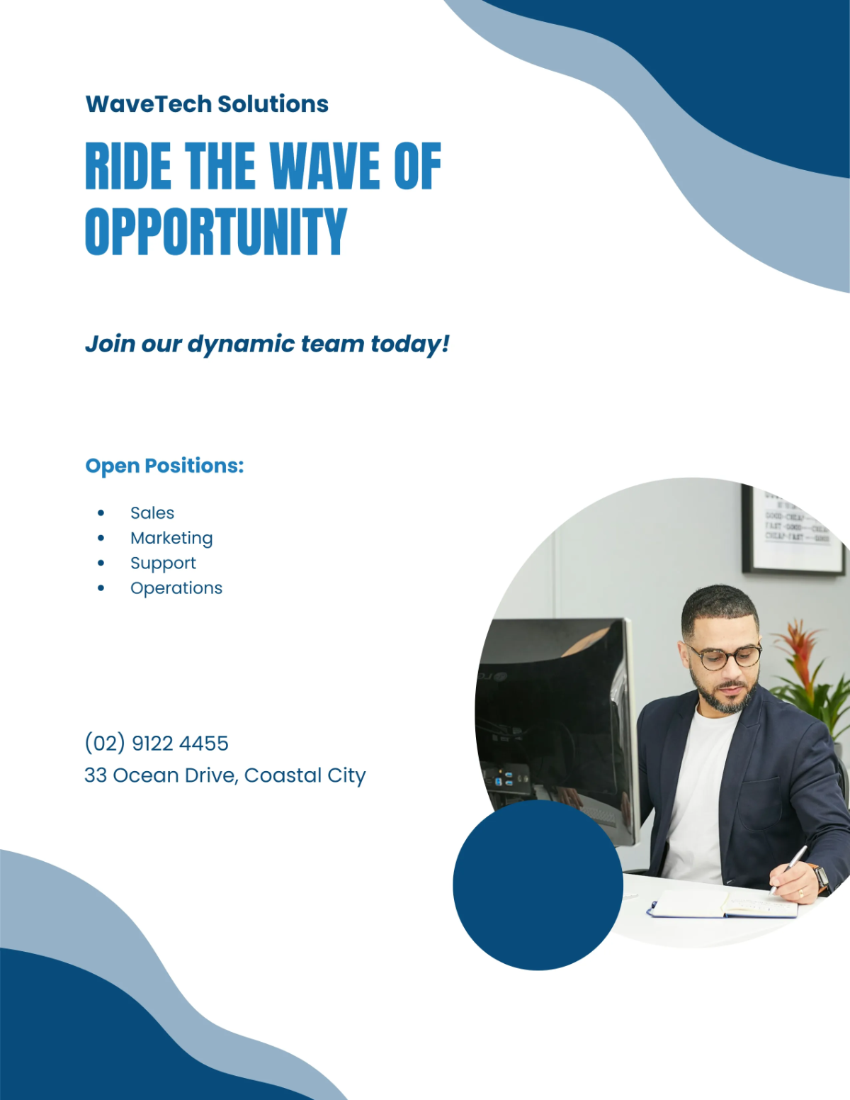 Free Wave Hiring Flyer Template to Edit Online